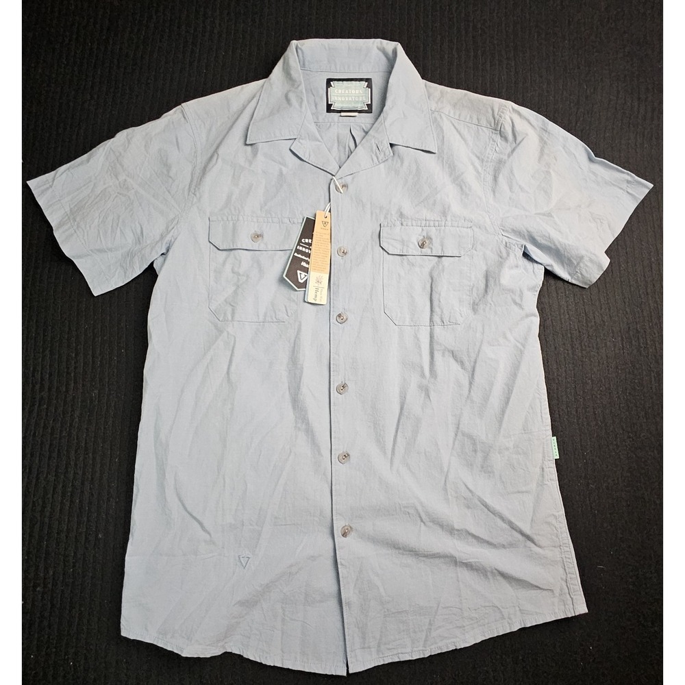 Vissla Creators Eco SS Work Shirt Mens Small Blue Hemp Organic Cotton NWT